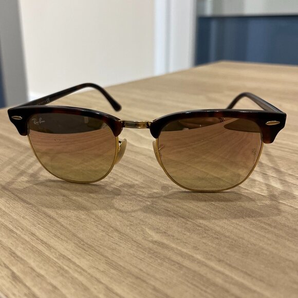 Brown Frame Gold/Pink Lenses Ray Ban Sunglasses - Picture 2 of 4